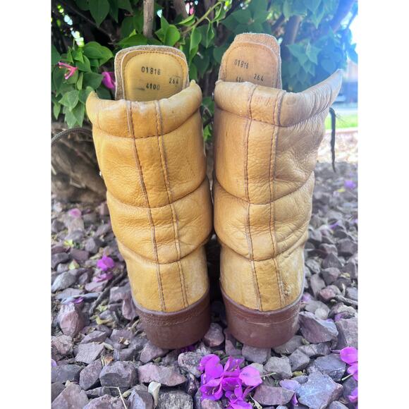 VTG Italian Hiking Boots Tan Leather Rugged Outdoor Gorpcore main image 4
